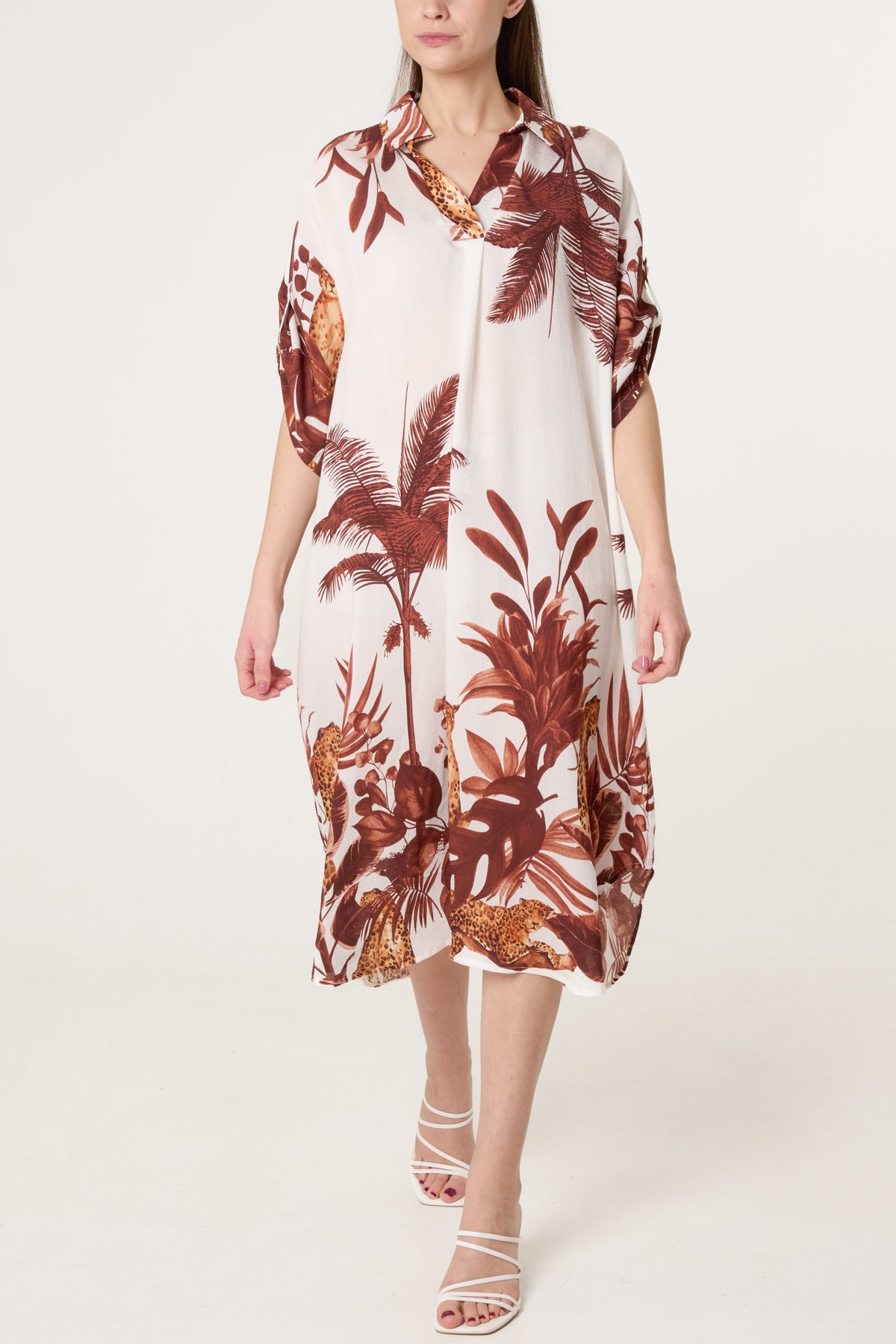 Jungle Border Print Midi Dress