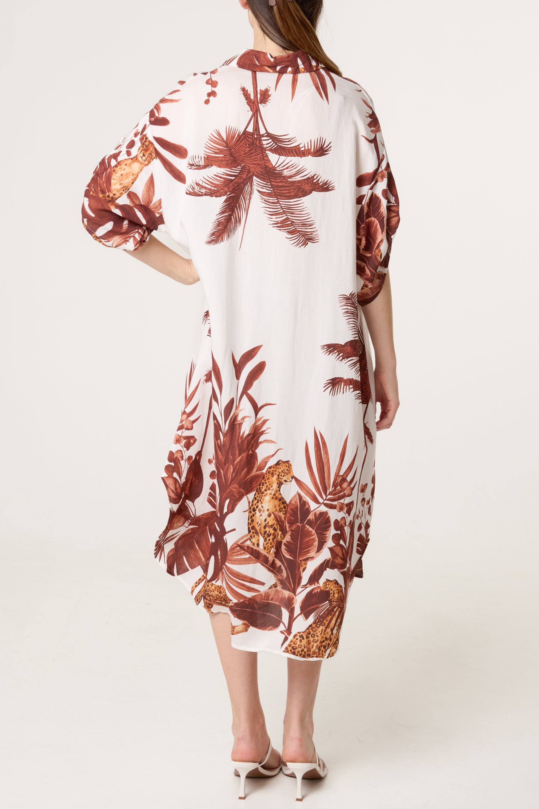 Jungle Border Print Midi Dress
