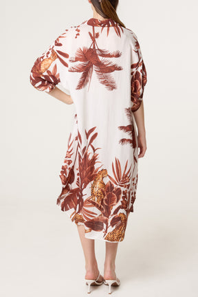 Jungle Border Print Midi Dress