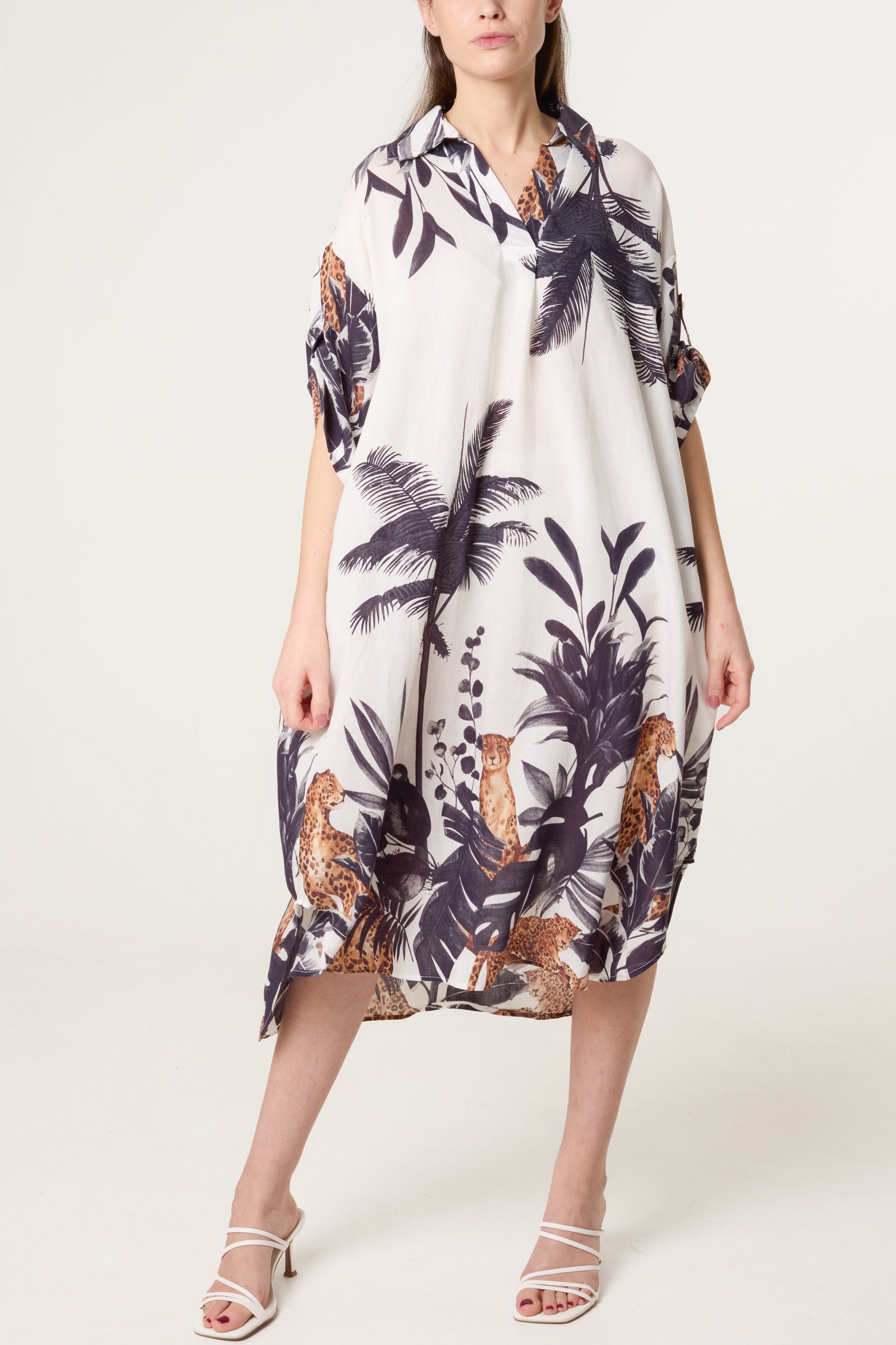 Jungle Border Print Midi Dress
