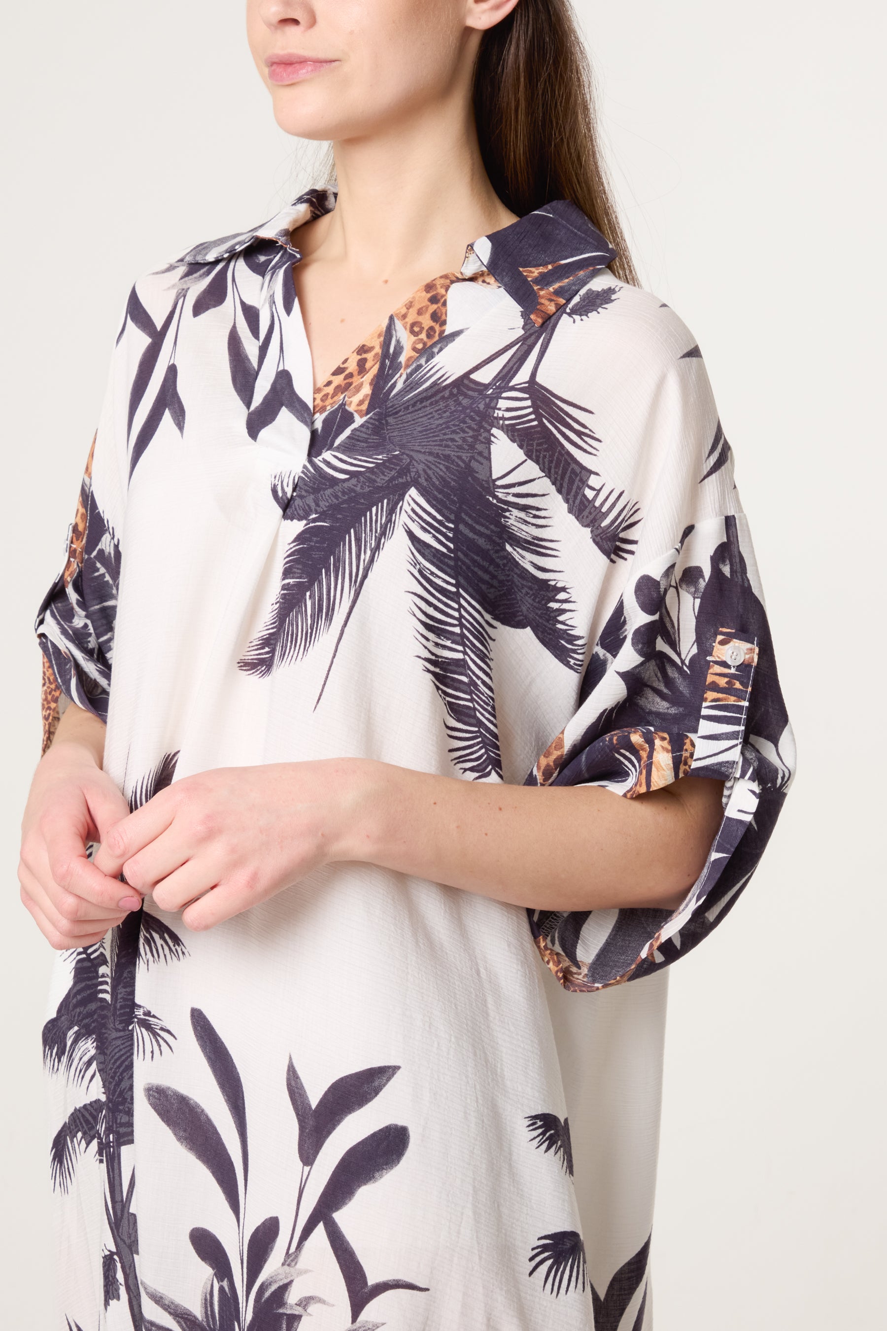 Jungle Border Print Midi Dress