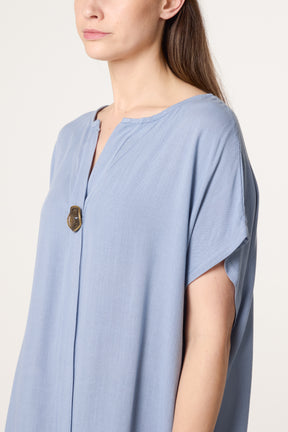 Short-Sleeve Button Tunic Top