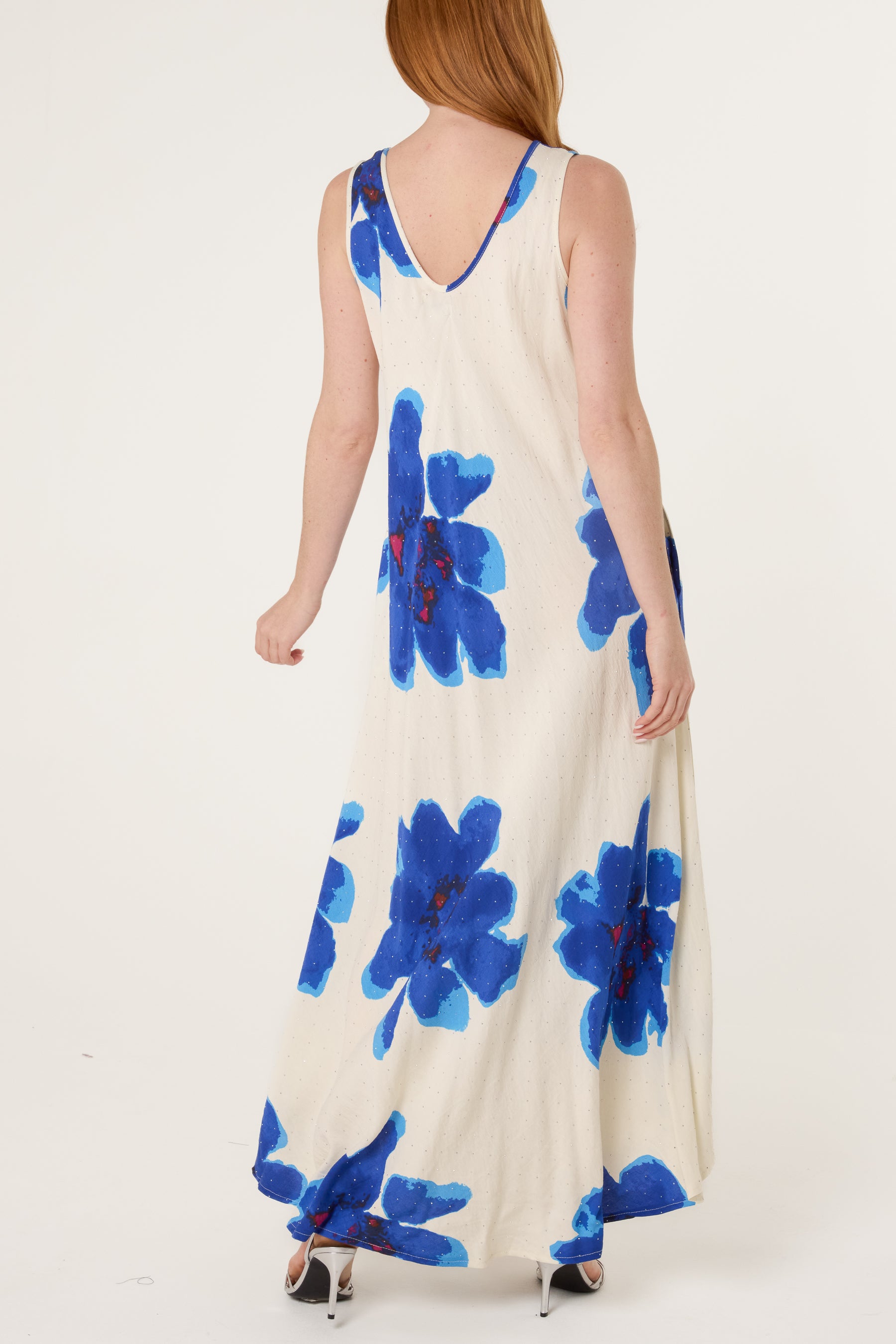 Bold Flower Embellished A-Line Dress