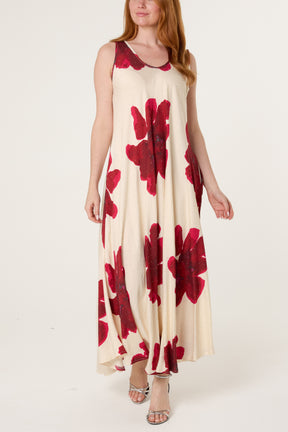 Bold Flower Embellished A-Line Dress