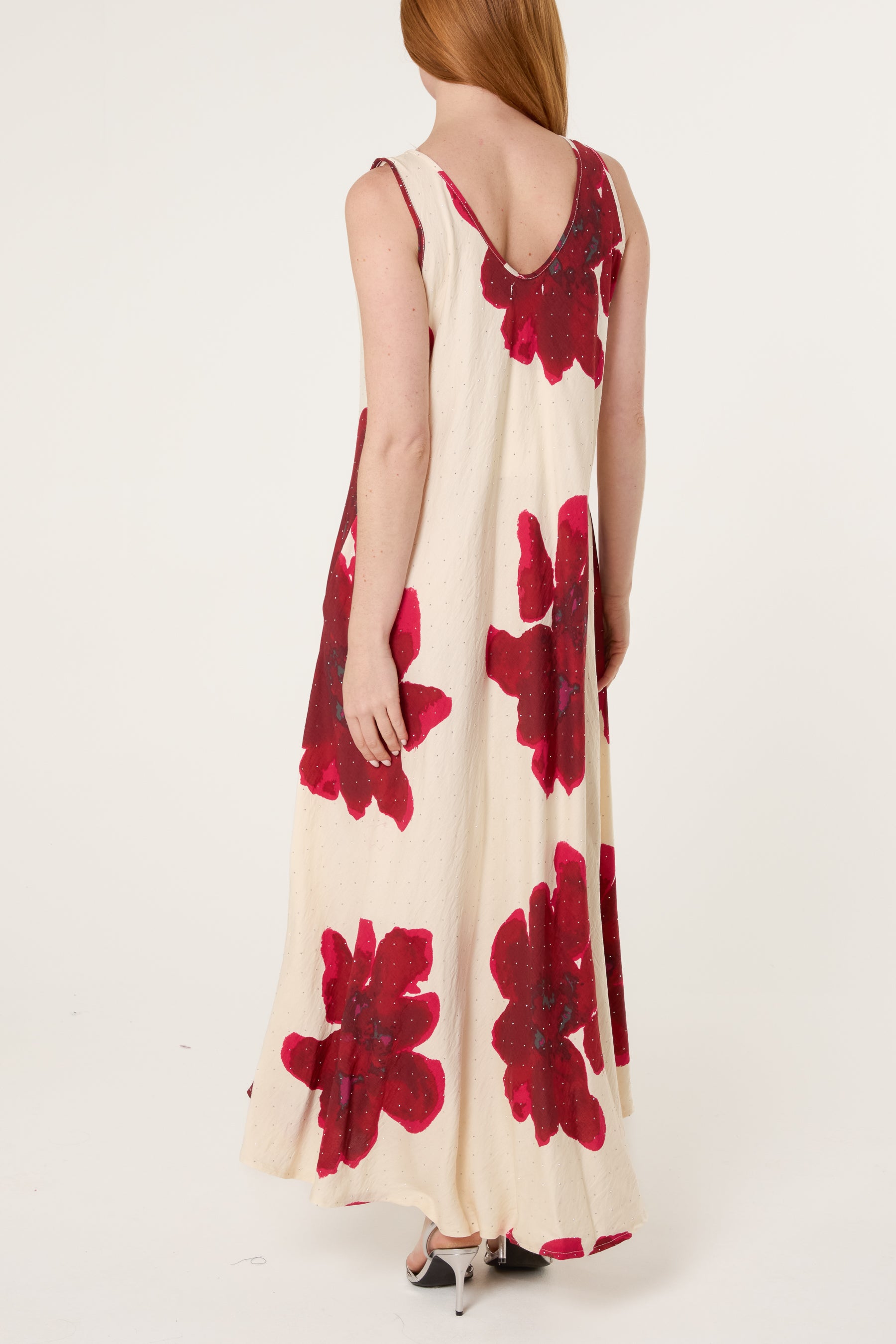 Bold Flower Embellished A-Line Dress