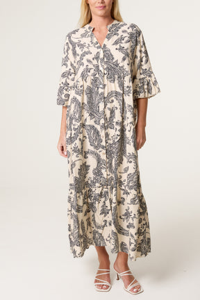 Paisley Floral Print Smock Dress