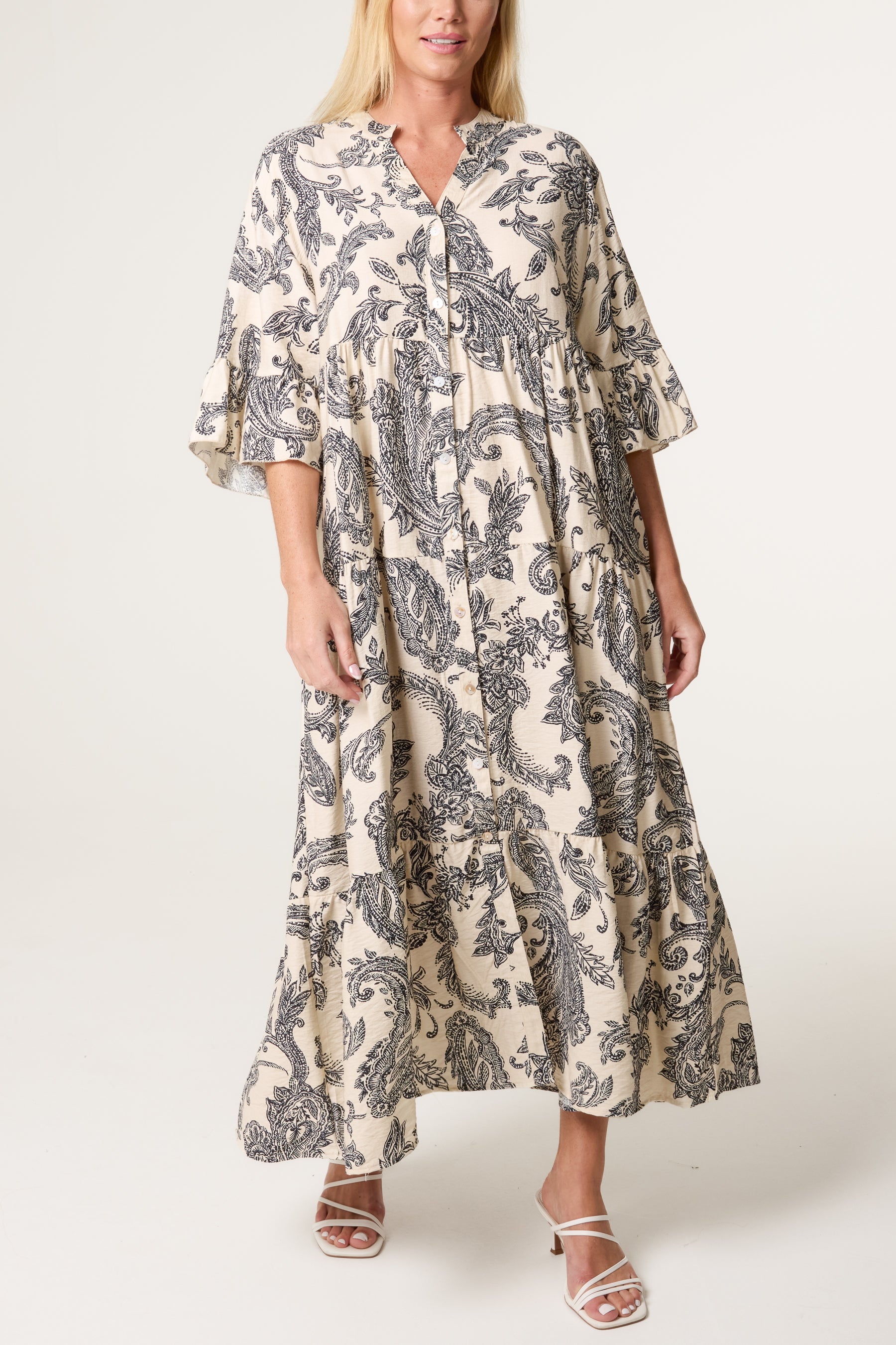 Paisley Floral Print Smock Dress