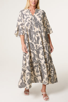Paisley Floral Print Smock Dress