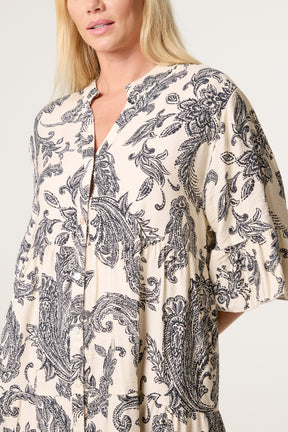 Paisley Floral Print Smock Dress