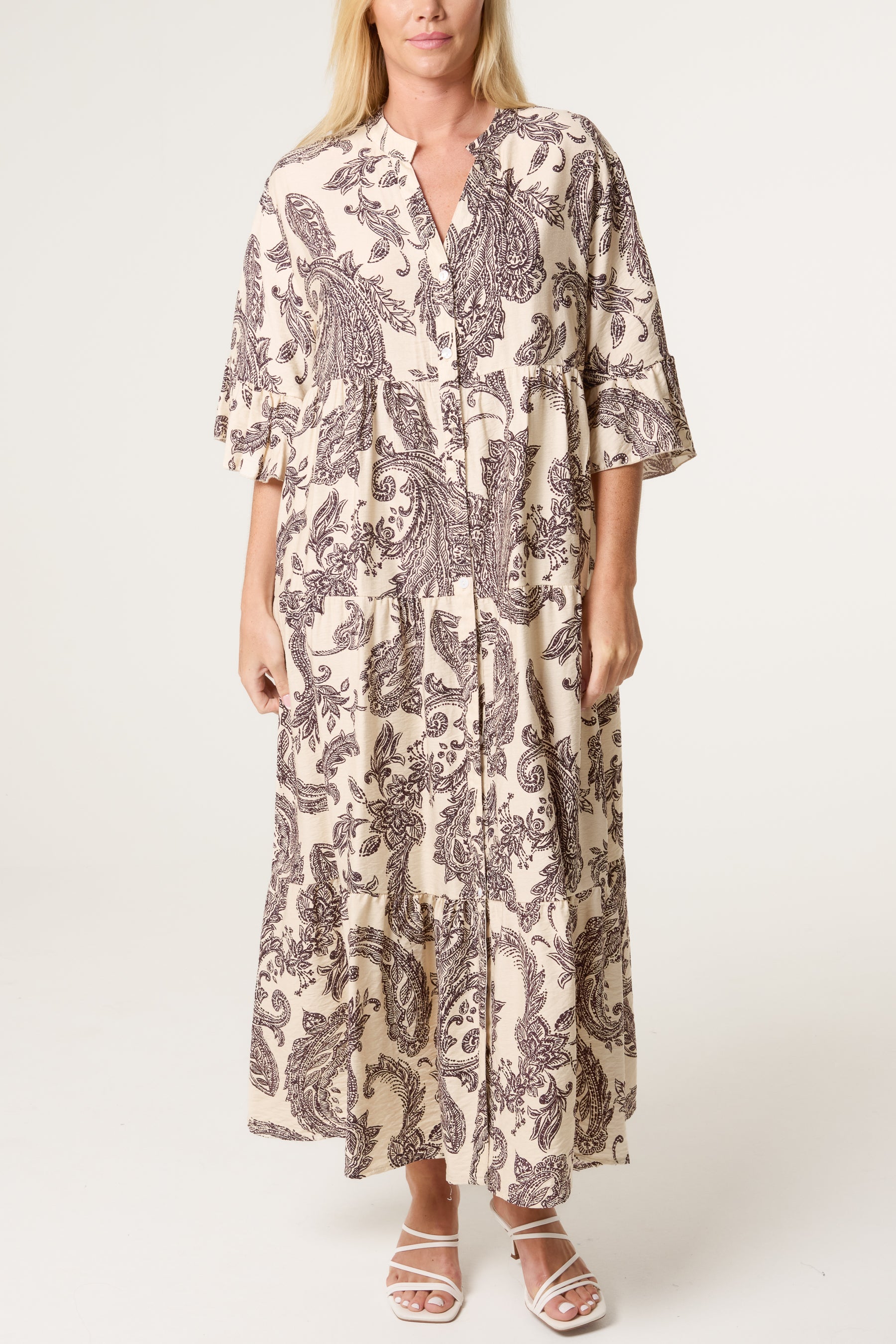 Paisley Floral Print Smock Dress