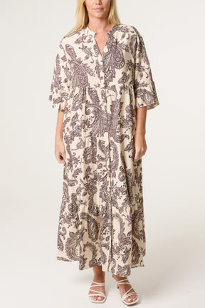 Paisley Floral Print Smock Dress