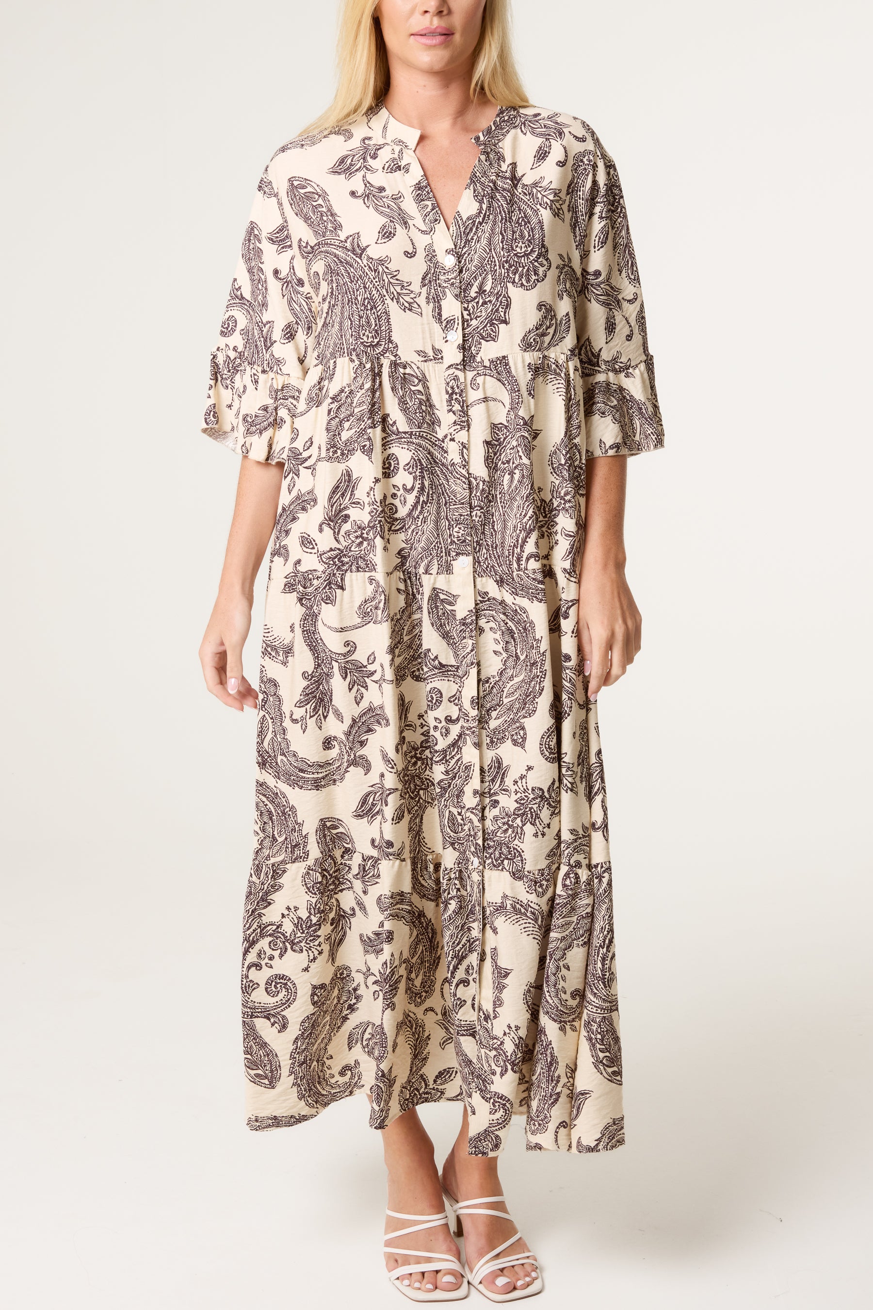 Paisley Floral Print Smock Dress