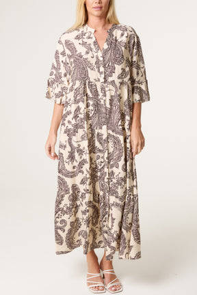 Paisley Floral Print Smock Dress