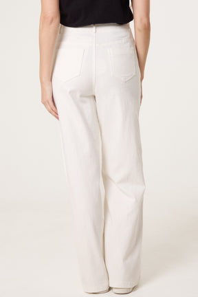 Floral Embroidered Wide Ankle Jeans