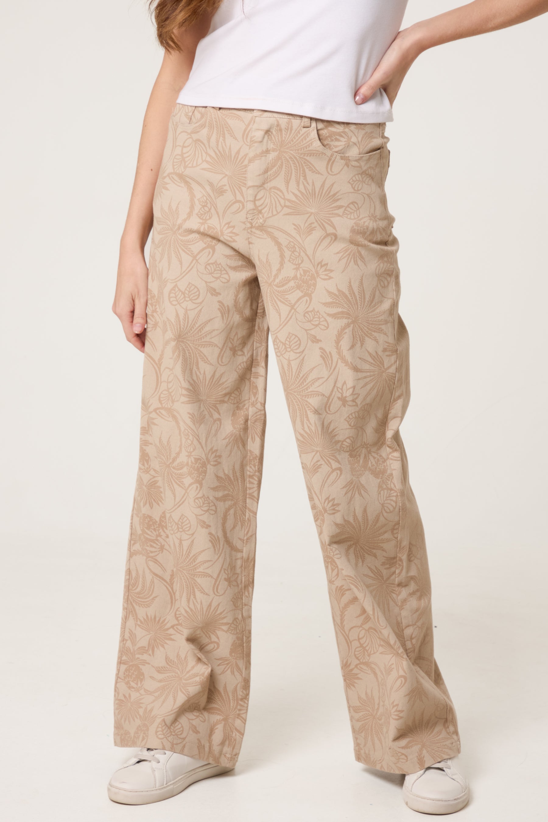 Floral Printed Wide Leg Jeans