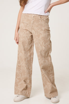 Floral Printed Wide Leg Jeans