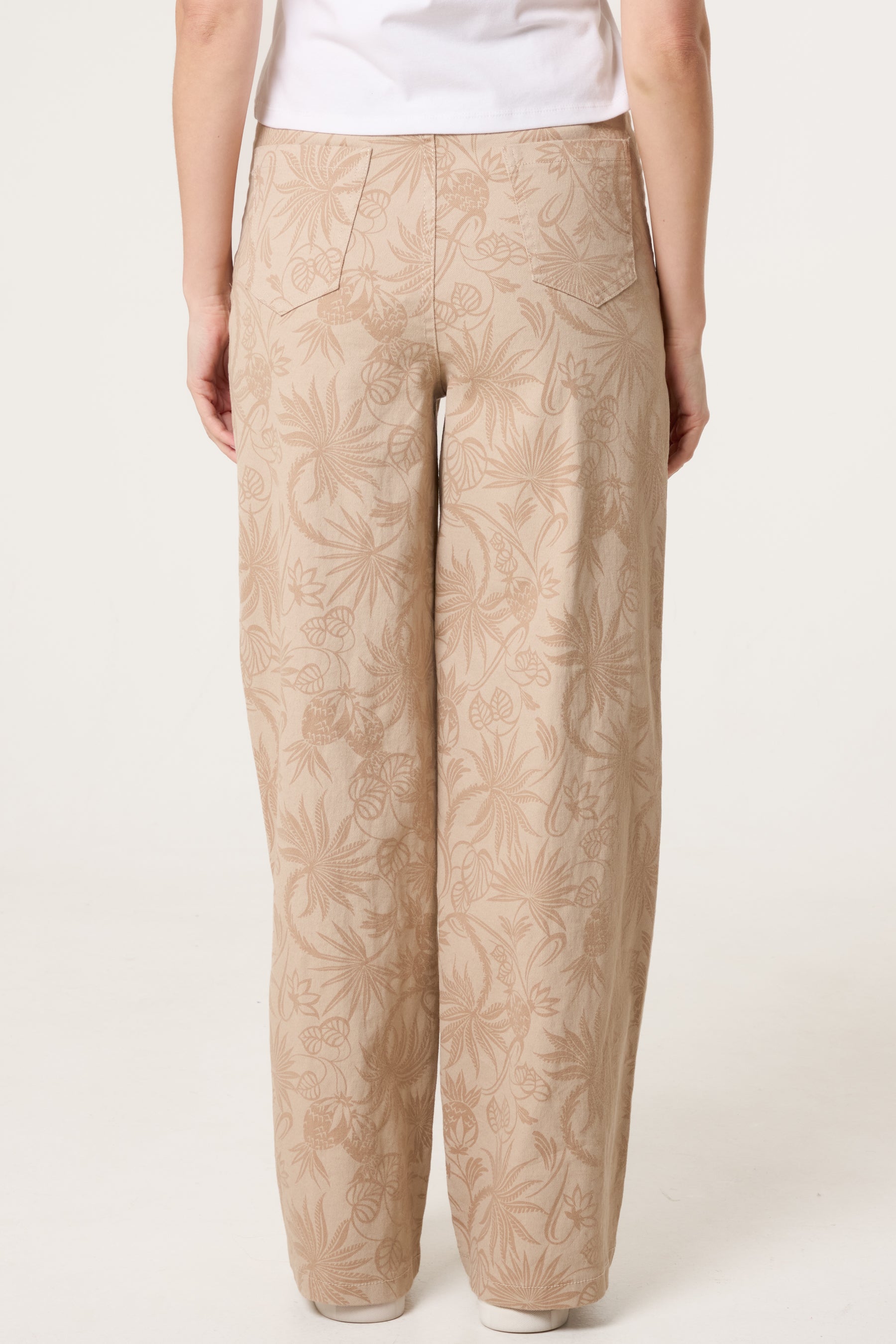 Floral Printed Wide Leg Jeans