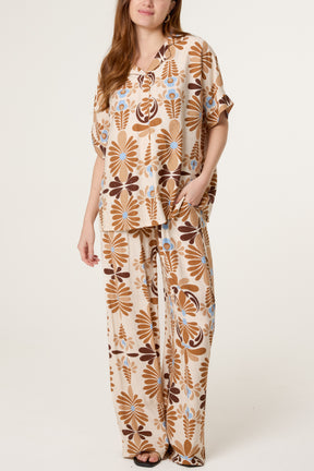 Abstract Floral Top & Trouser Set