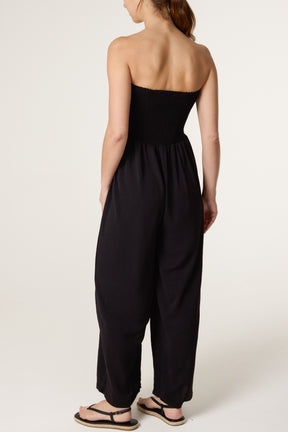 Shirred Bandeau Tassel Jumpsuit