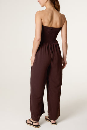 Shirred Bandeau Tassel Jumpsuit