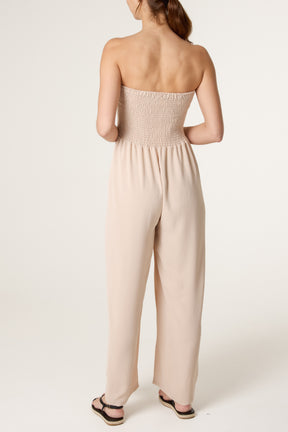 Shirred Bandeau Tassel Jumpsuit