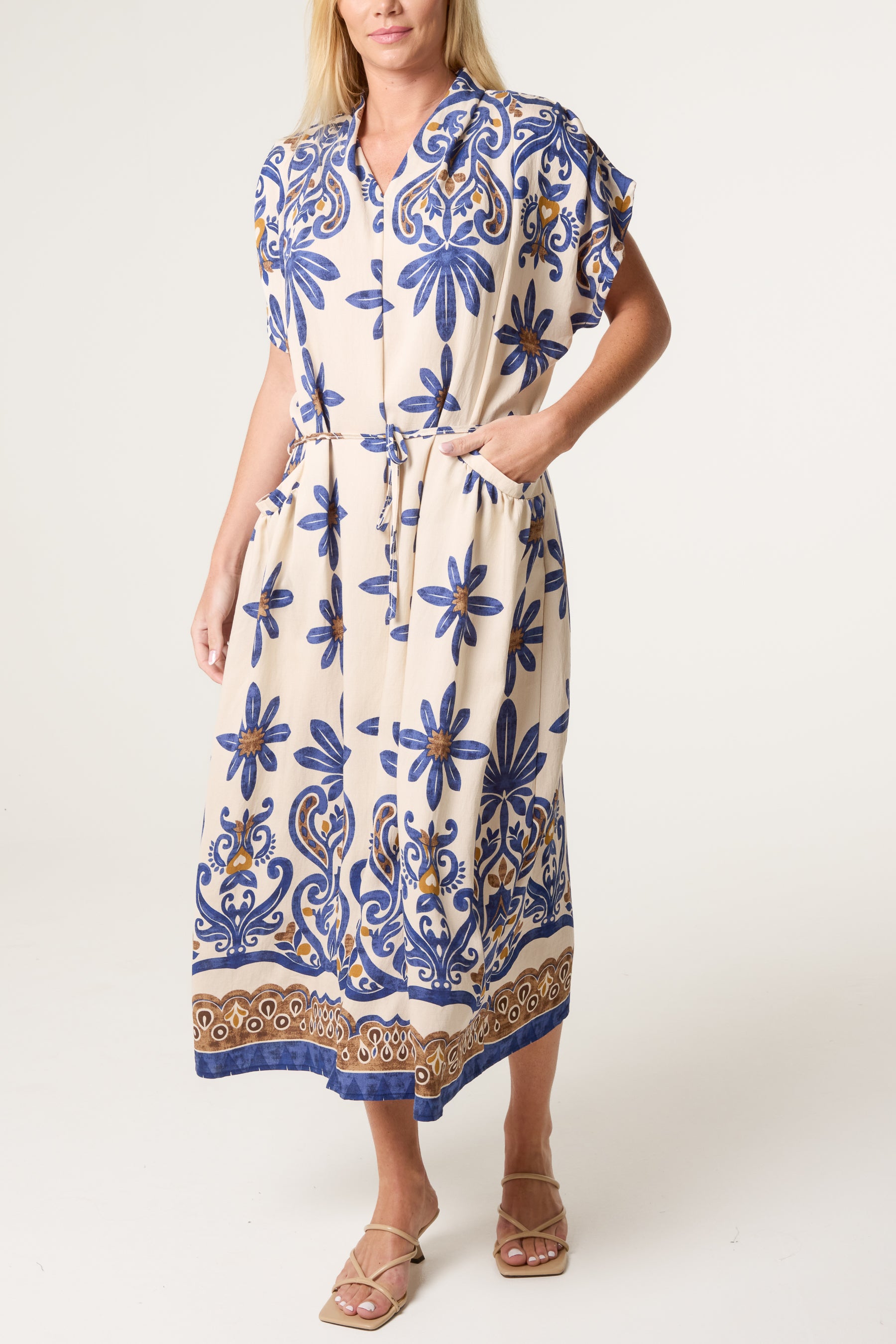 Paisley & Floral String Tie Dress