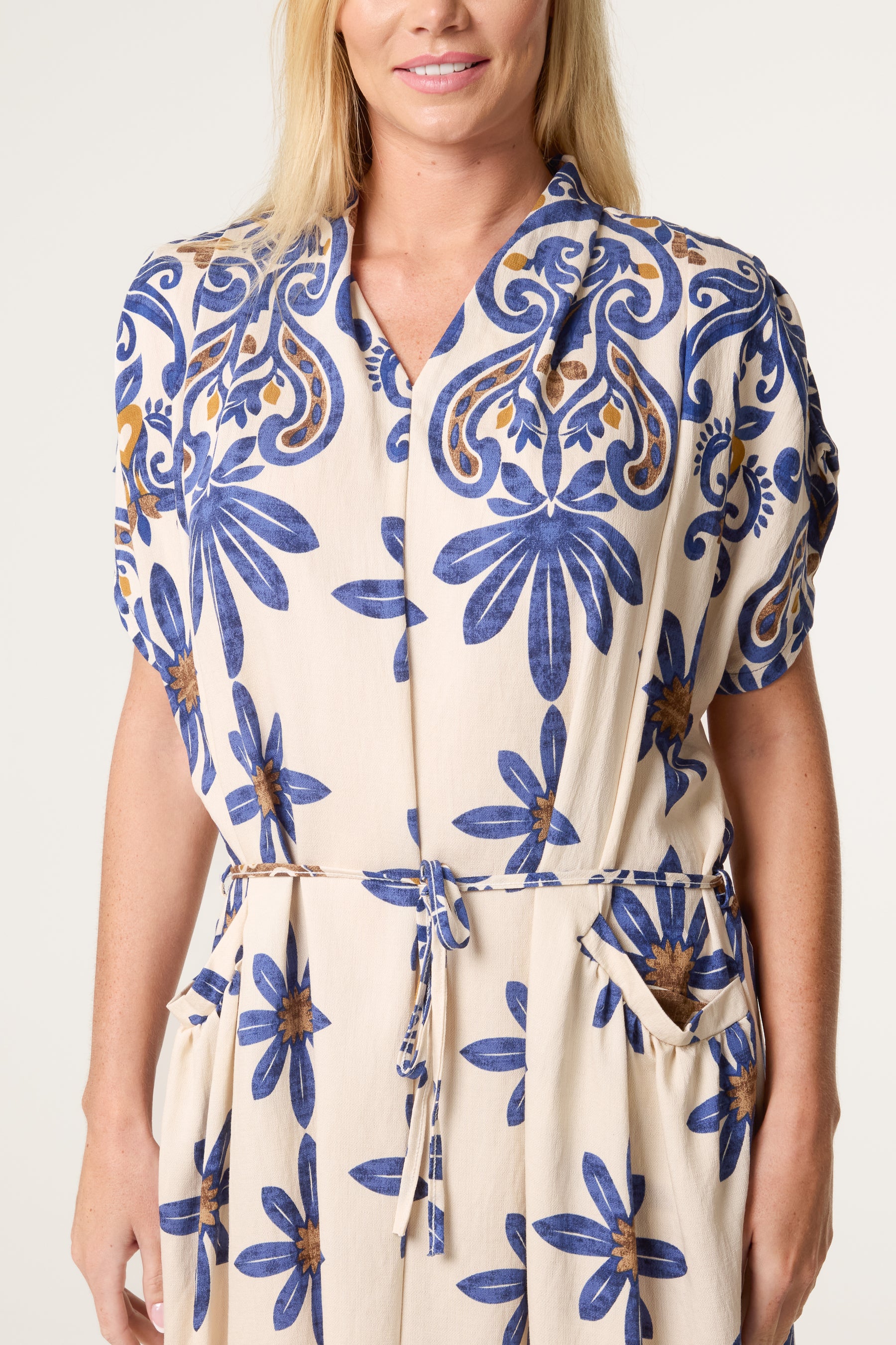 Paisley & Floral String Tie Dress