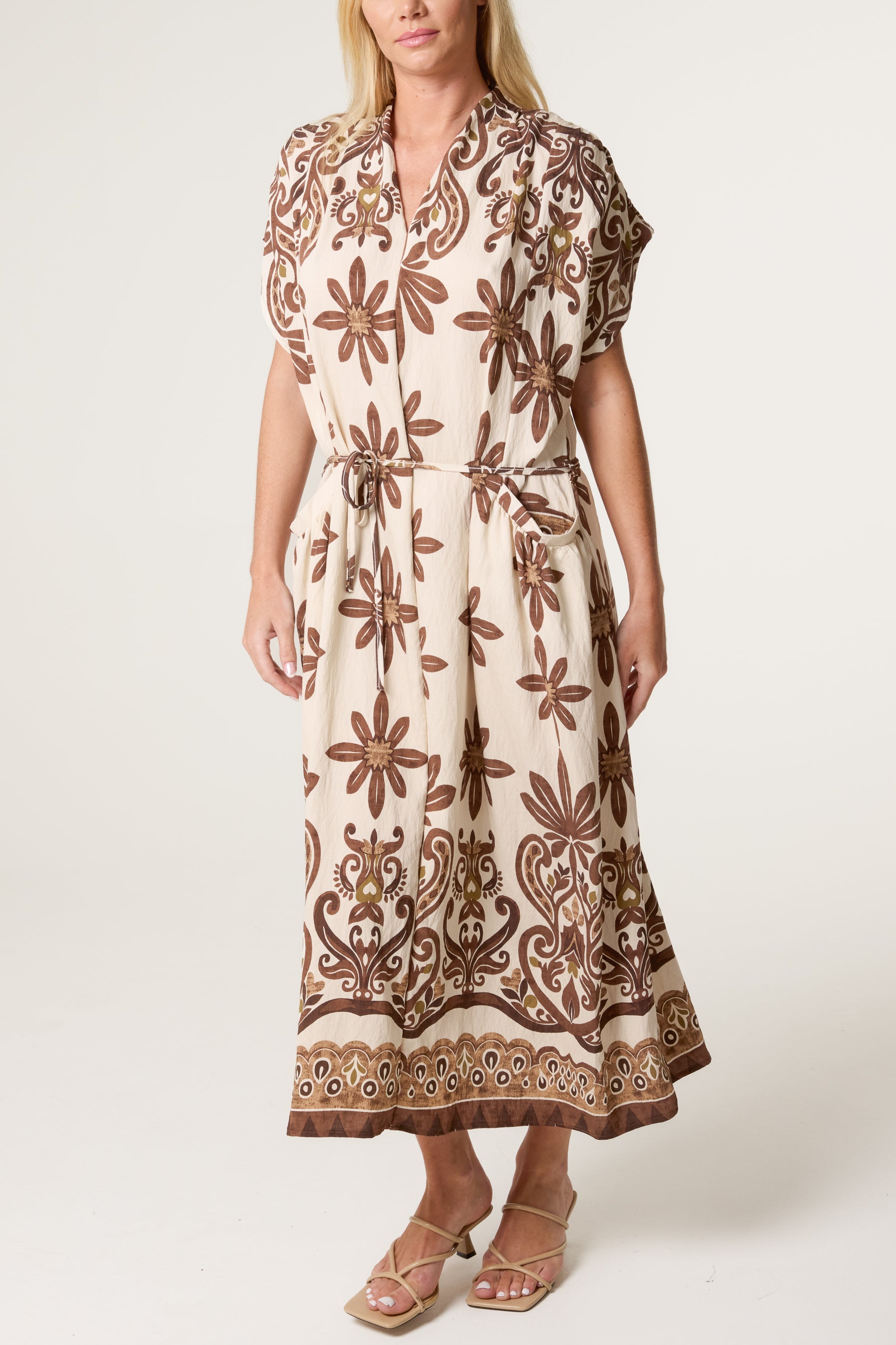 Paisley & Floral String Tie Dress