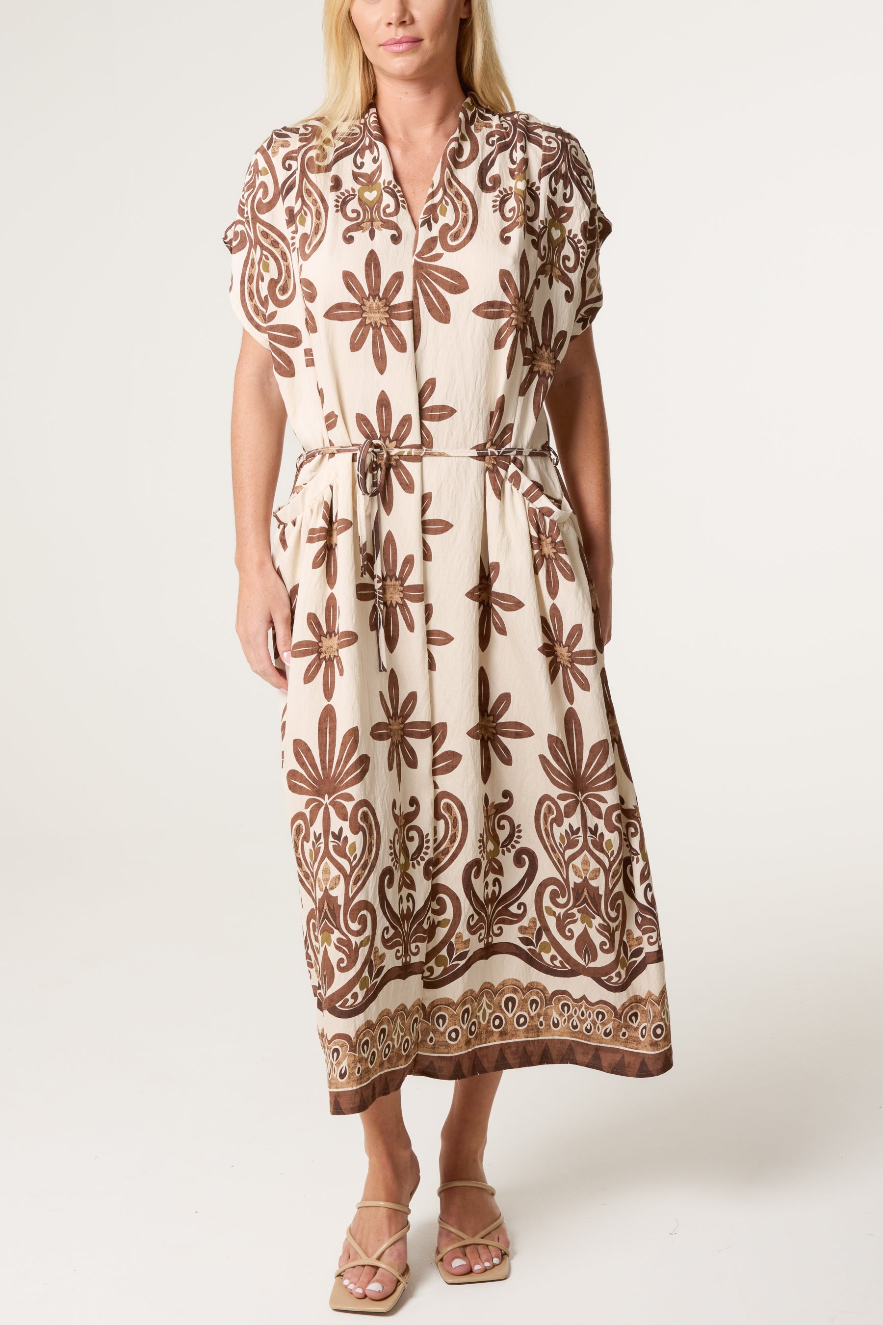 Paisley & Floral String Tie Dress