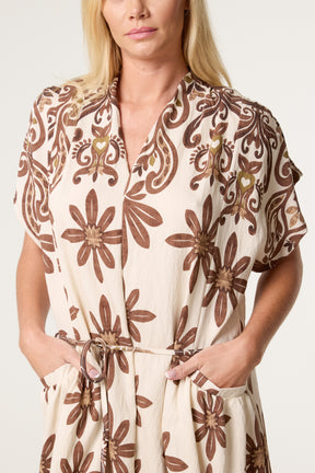 Paisley & Floral String Tie Dress