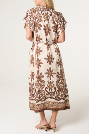 Paisley & Floral String Tie Dress