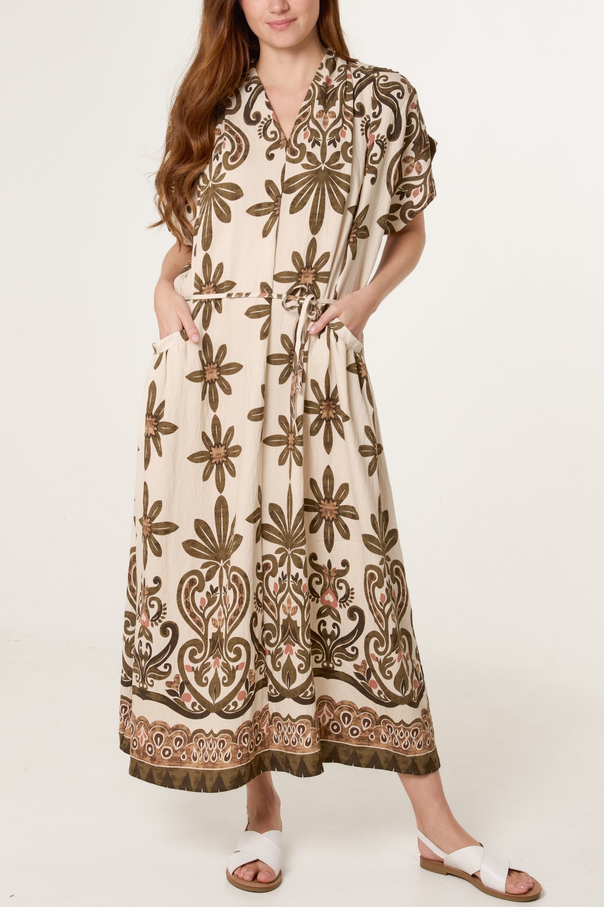 Paisley & Floral String Tie Dress