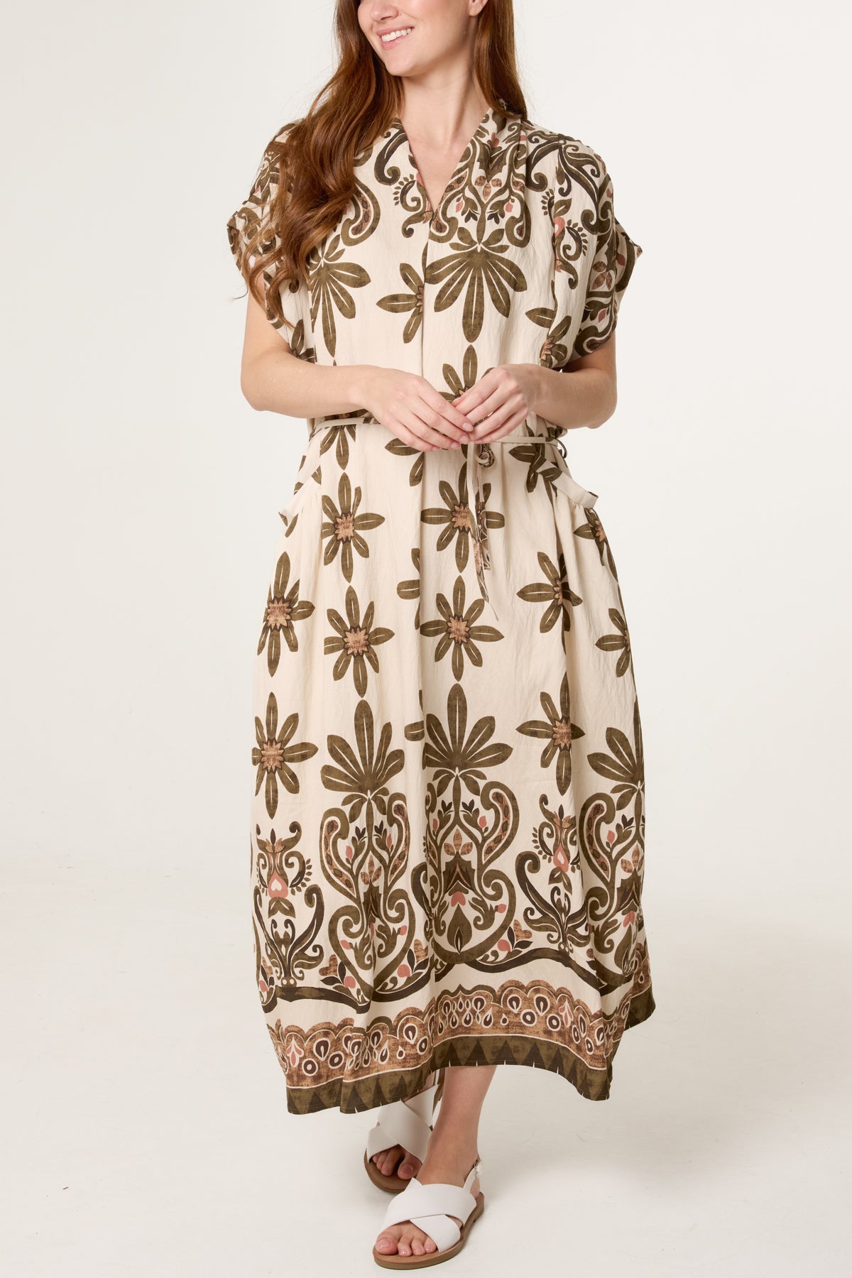Paisley & Floral String Tie Dress