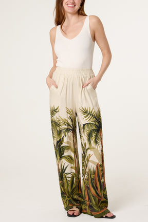Jungle Leaf Wide Leg Trousers