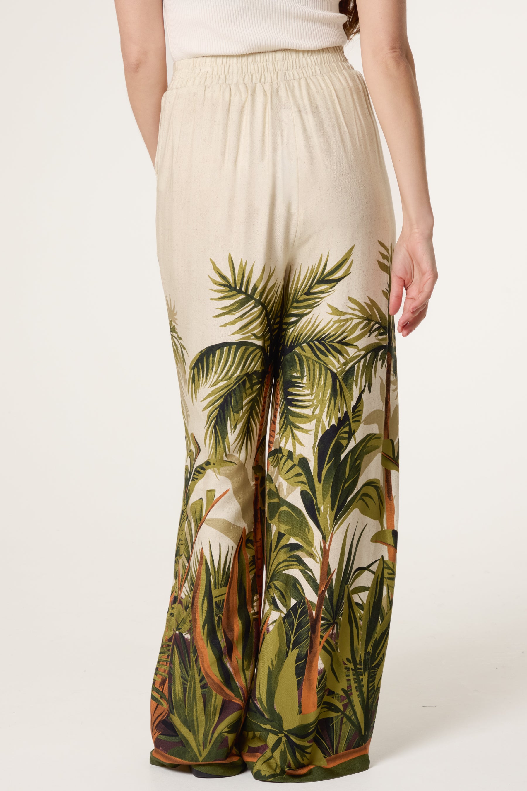 Jungle Leaf Wide Leg Trousers