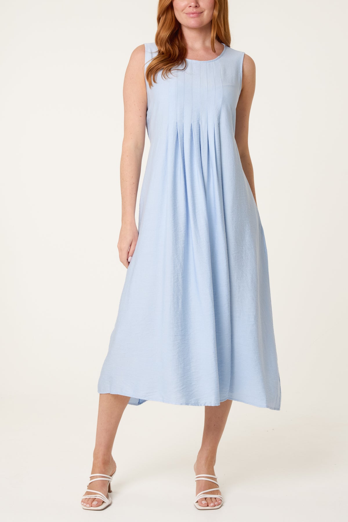 Plain Round Neck Midi Dress