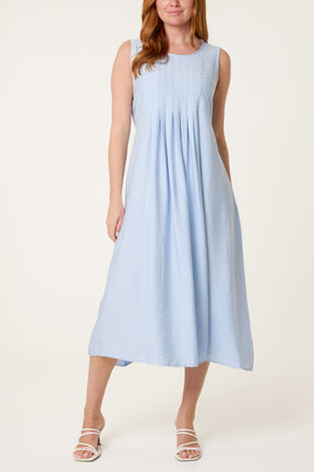 Plain Round Neck Midi Dress