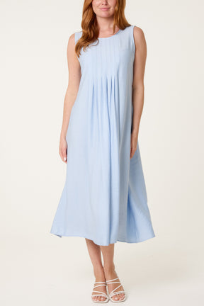 Plain Round Neck Midi Dress