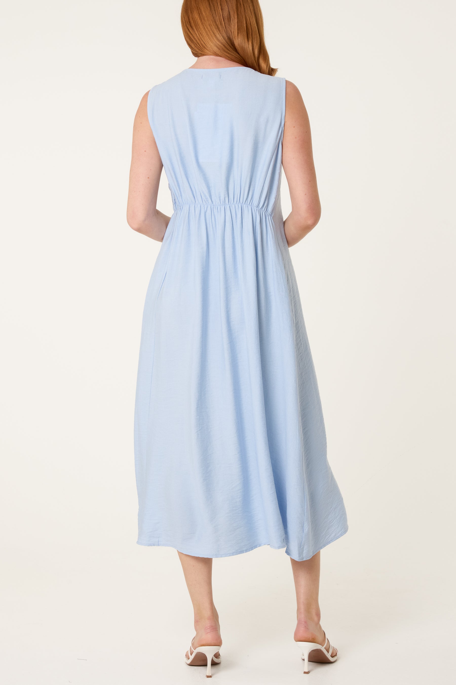 Plain Round Neck Midi Dress