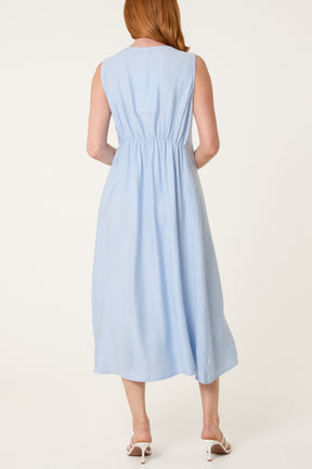 Plain Round Neck Midi Dress