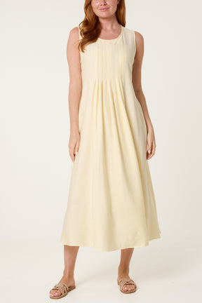Plain Round Neck Midi Dress