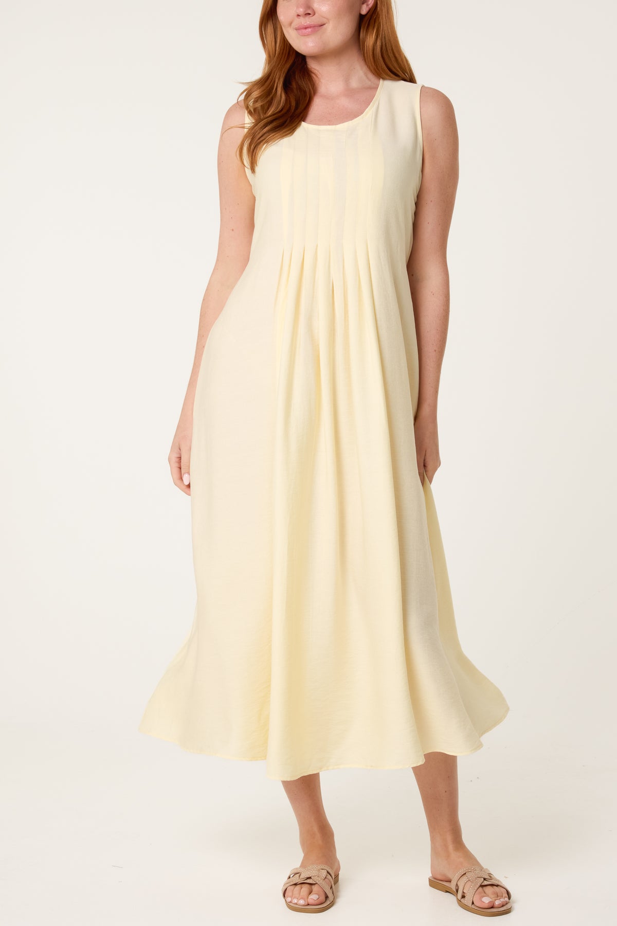 Plain Round Neck Midi Dress
