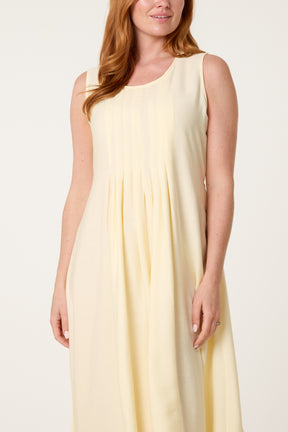 Plain Round Neck Midi Dress