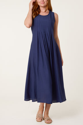 Plain Round Neck Midi Dress