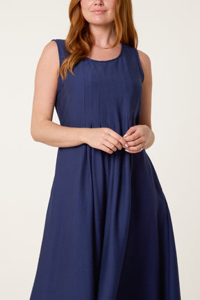 Plain Round Neck Midi Dress