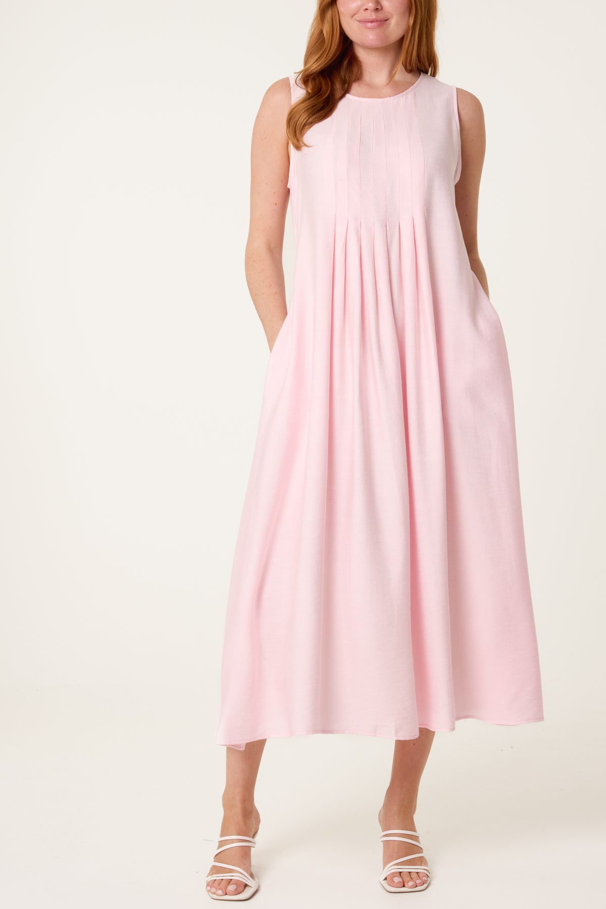 Plain Round Neck Midi Dress