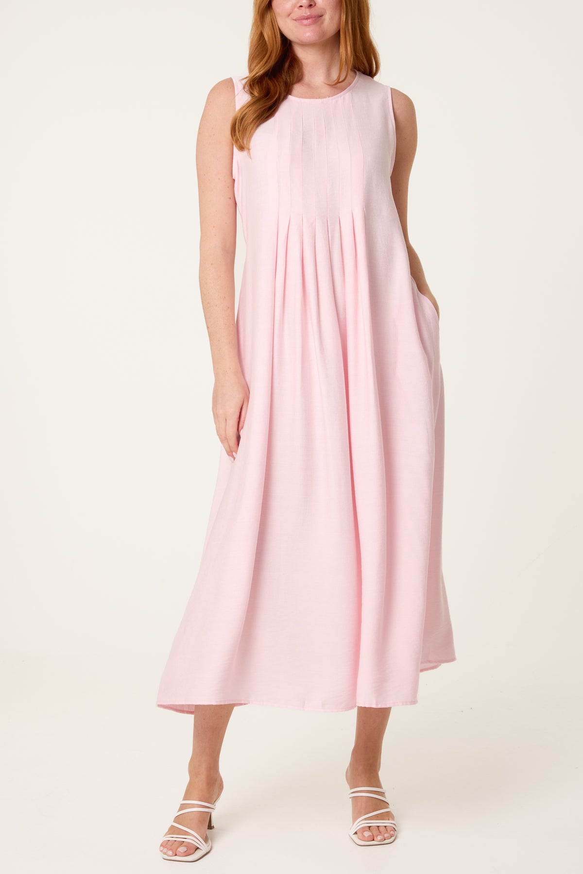 Plain Round Neck Midi Dress