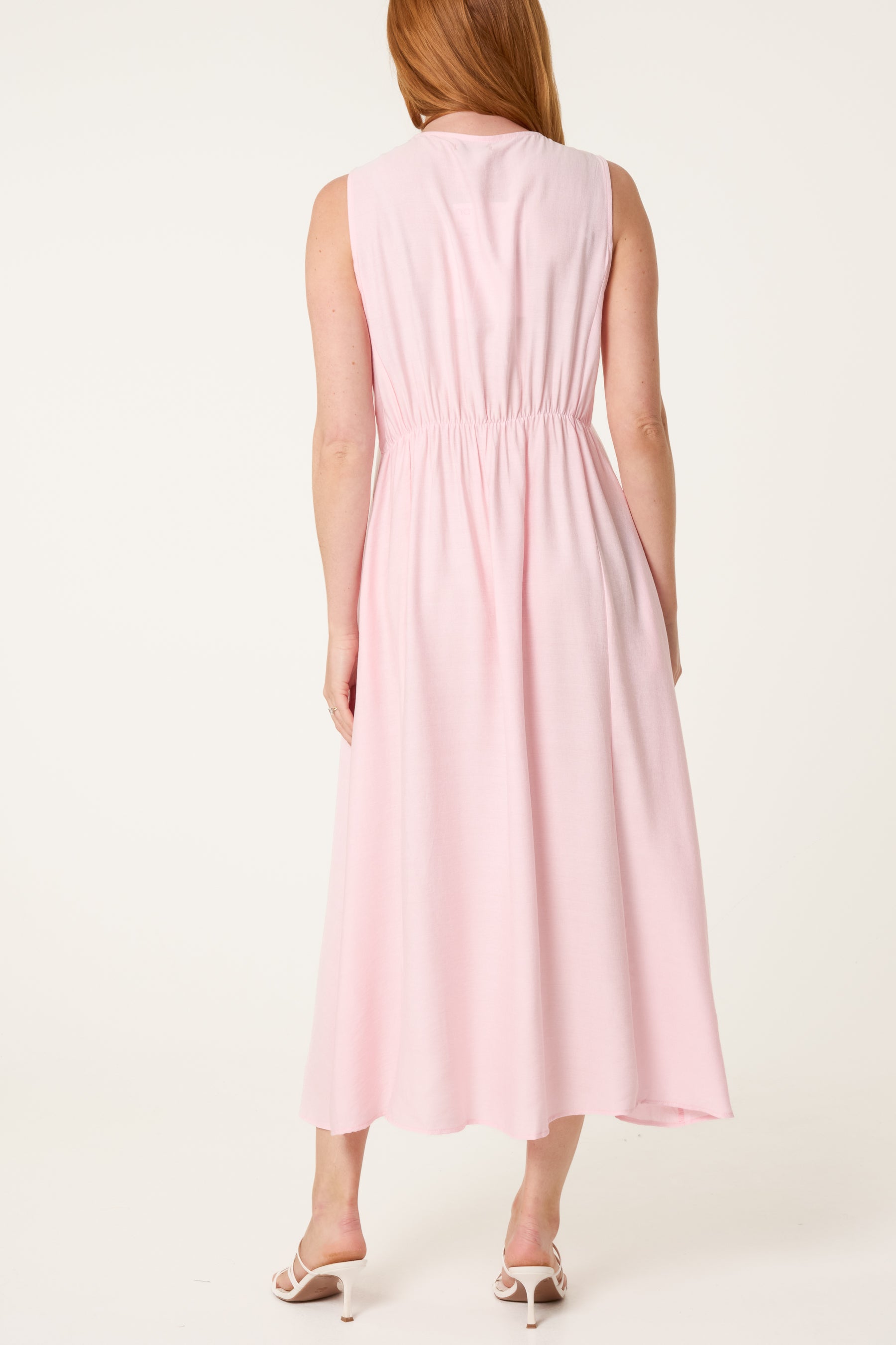 Plain Round Neck Midi Dress
