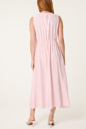 Plain Round Neck Midi Dress