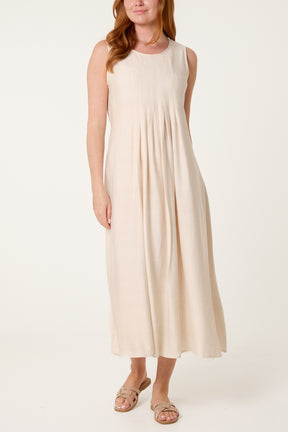 Plain Round Neck Midi Dress